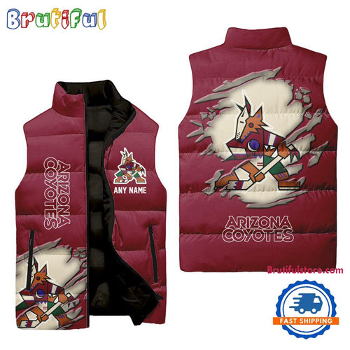 NHL Arizona Coyotes Personalized Hockey Logo Team Sleeveless Puffer Jacket