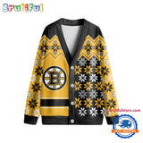 NHL Boston Bruins Spcial Ugly Christmas Hockey Design Cardigan, Hockey Fans Cardigan Shirt