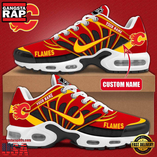 NHL Custom Name Calgary Flames New Design Air Max Plus Shoes Running Sneakers