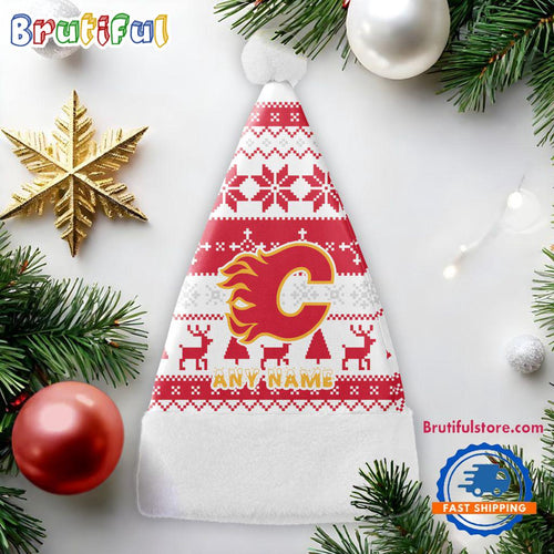 NHL Calgary Flames Hockey Team Christmas Hat, Sport Santa Hats, Christmas Hat Gift