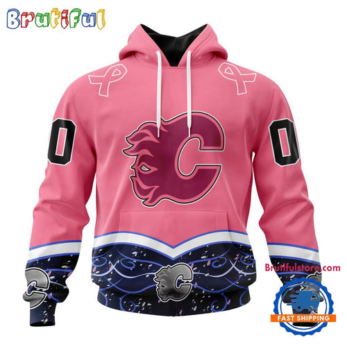 NHL Calgary Flames Specialized Hockey Fights Cancer Hoodie