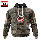 NHL Carolina Hurricanes Specialized Unisex Vest Kits With Realtree Camo Hoodie, T Shirt
