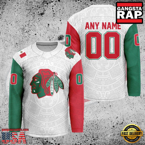NHL Custom Name Number Chicago Blackhawks Mexican Heritage New Design Hockey Jersey