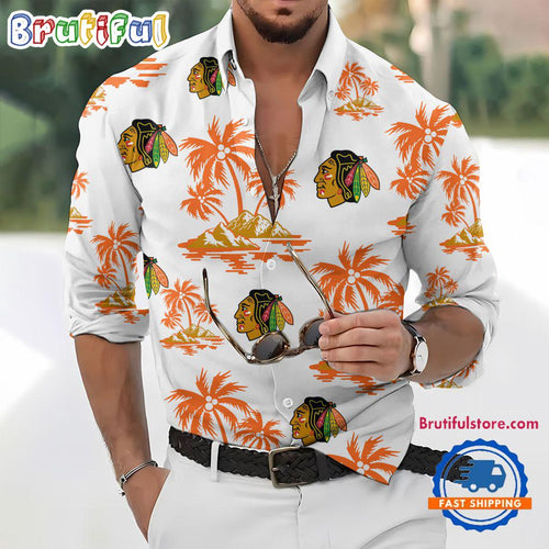 NHL Chicago Blackhawks Special Hockey Long Sleeve Hawaiian Design Button Shirt