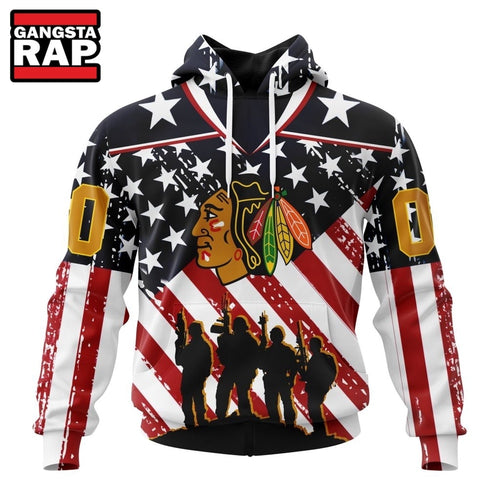 NHL Chicago BlackHawks Specialized Kits For Honor USS Military Hoodie, T Shirt