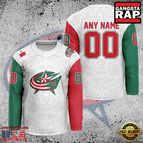 NHL Custom Name Number Columbus Blue Jackets Mexican Heritage New Design Hockey Jersey
