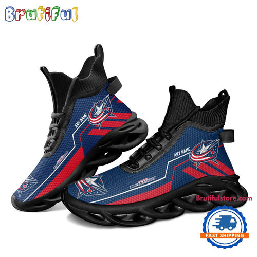 NHL Columbus Blue Jackets Personalized Name Hockey Team Design High Top Max Soul Shoes