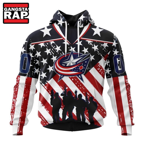 NHL Columbus Blue Jackets Specialized Kits For Honor USS Military Hoodie, T Shirt