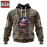 NHL Columbus Blue Jackets Specialized Unisex Vest Kits With Realtree Camo Hoodie, T Shirt