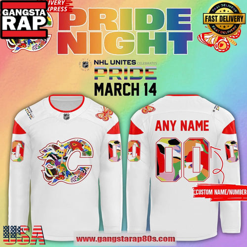 NHL Custom Name Number Calgary Flames Pride Night 2025 Jersey