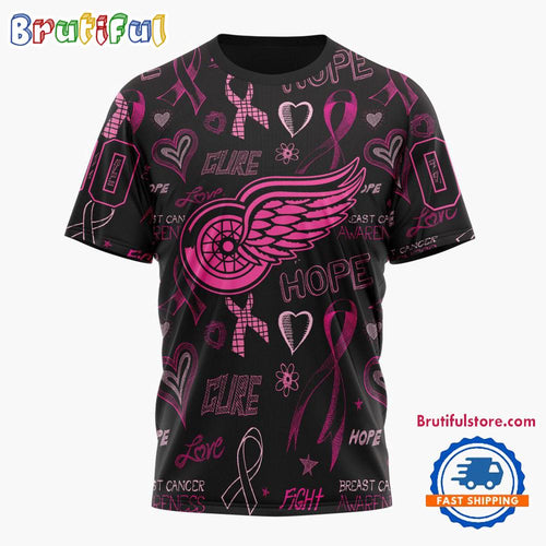 NHL Detroit Red Wings Special Pink Breast Cancer Awareness New Design T Shirt