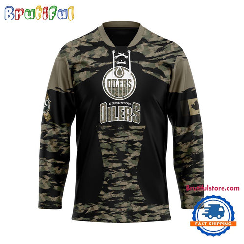 NHL Edmonton Oilers Custom Honoring Veterans Camo Hockey Jersey