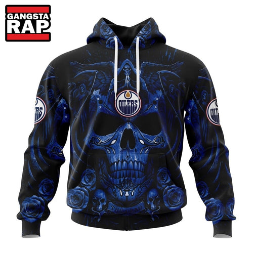 NHL Edmonton Oilers Special Design Halloween With Skull Art Hoodie, T Shirt