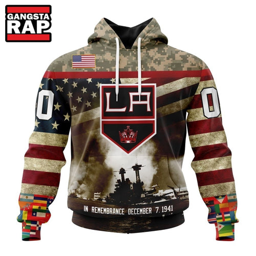 NHL Los Angeles Kings Specialized Unisex Kits Remember Pearl Harbor Hoodie, T Shirt