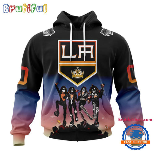 NHL Los Angeles Kings X KISS Band Special Hockey Team Music Design Unisex Hoodie