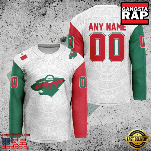 NHL Custom Name Number Minnesota Wild Mexican Heritage New Design Hockey Jersey