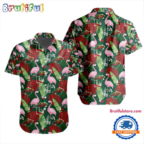 NHL Minnesota Wild Special Flamingo Hawaiian Design Button Shirt