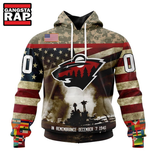 NHL Minnesota Wild Specialized Unisex Kits Remember Pearl Harbor Hoodie, T Shirt