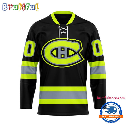 NHL Montreal Canadiens Honoring Firefighters Lace Hockey Jersey