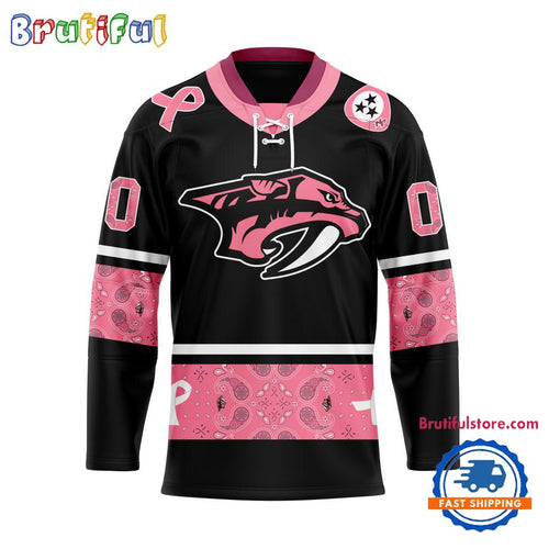 NHL Nashville Predators In October We Wear Pink Breast Cancer Design Hockey Jersey