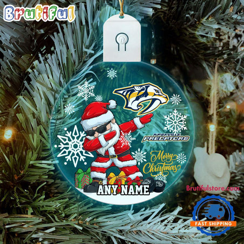 NHL Nashville Predators Personalized Santa Claus Hockey Team Logo Christmas Led Acrylic Ornament