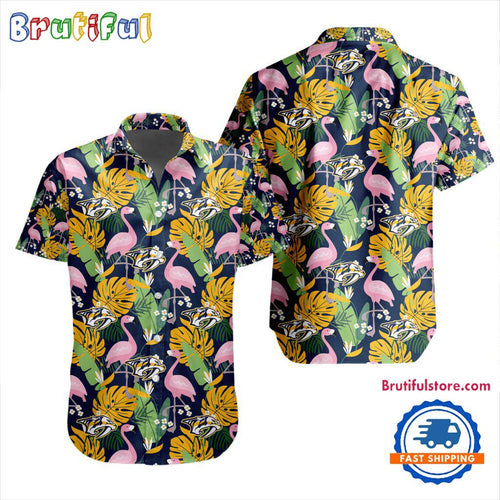 NHL Nashville Predators Special Flamingo Hawaiian Design Button Shirt