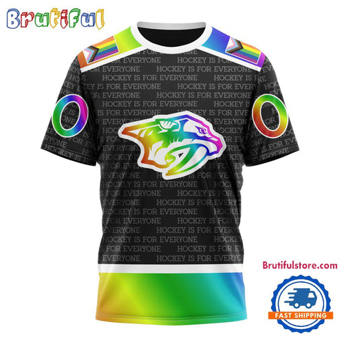 NHL Nashville Predators Special LGBT Pride Is For Everyone Hockey Design T Shirt, Sweatshirt, Hoodie