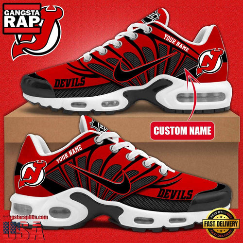 NHL Custom Name New Jersey Devils New Design Air Max Plus Shoes Running Sneakers