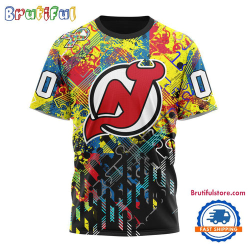 NHL New Jersey Devils Hockey Logo Team Autism Awareness Design TShirt, Sweatshirt, Hoodie