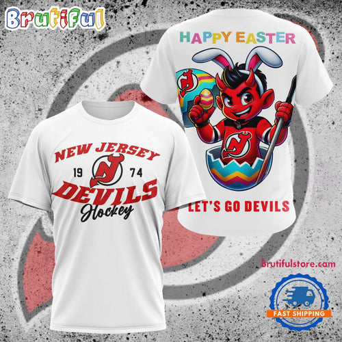 NHL New Jersey Devils Hockey Team Mascot Design Happy Easter Day T Shirt