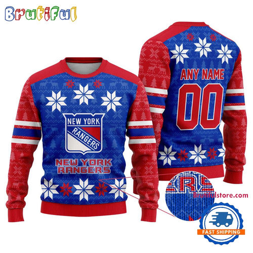 NHL New York Rangers Hockey Snow Christmas Ugly Sweater