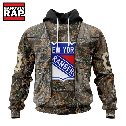 NHL New York Rangers Specialized Unisex Vest Kits With Realtree Camo Hoodie, T Shirt