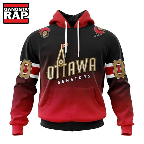 NHL Ottawa Senators Special Retro Gradient Design Hoodie, T Shirt