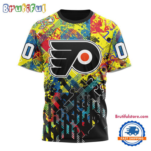 NHL Philadelphia Flyers Hockey Logo Team Autism Awareness Design TShirt, Sweatshirt, Hoodie