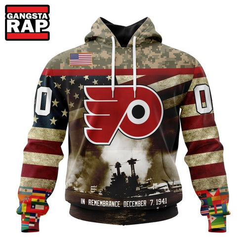NHL Philadelphia Flyers Specialized Unisex Kits Remember Pearl Harbor Hoodie, T Shirt
