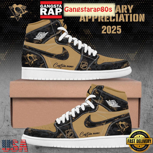 NHL Pittsburgh Penguins Military Appreciation 2025 Custom Air Jordan 1 Sneakers Shoes