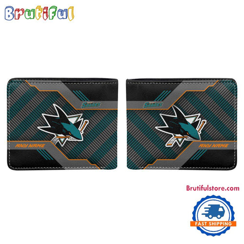 NHL San Jose Sharks Hockey Logo Team Personalized Name Black Men’s Wallet