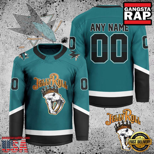 NHL Custom Name Number San Jose Sharks Jelly Roll New Design Hockey Jersey