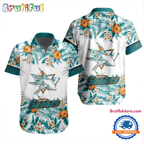 NHL San Jose Sharks Special Flower Tropical Design Hawaiian Button Shirt