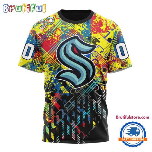 NHL Seattle Kraken Hockey Logo Team Autism Awareness Design TShirt, Sweatshirt, Hoodie