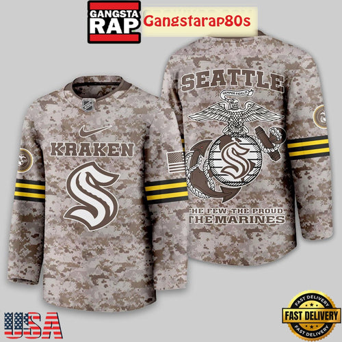NHL Seattle Kraken US Marine Corps Camo Hockey Jersey