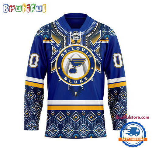 NHL St. Louis Blues Personalized Native American Hockey Jersey