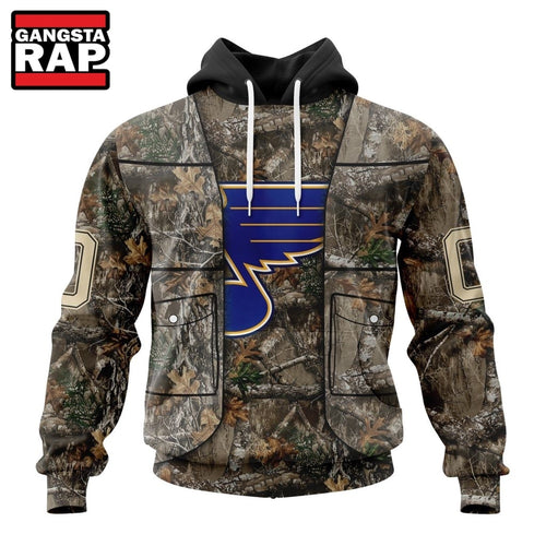 NHL St. Louis Blues Specialized Unisex Vest Kits With Realtree Camo Hoodie, T Shirt