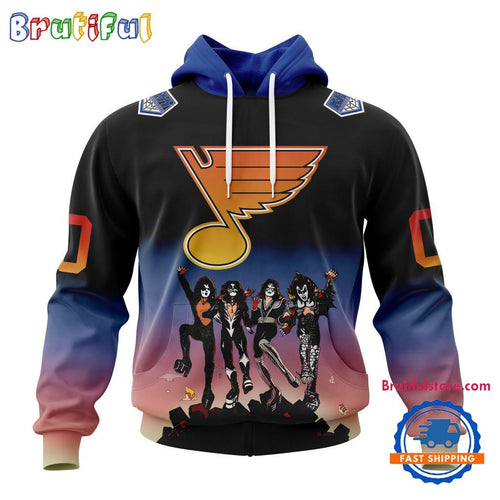 NHL St. Louis Blues X KISS Band Special Hockey Team Music Design Unisex Hoodie