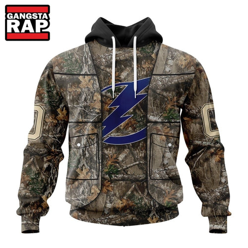 NHL Tampa Bay Lightning Specialized Unisex Vest Kits With Realtree Camo Hoodie, T Shirt