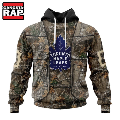 NHL Toronto Maple Leafs Specialized Unisex Vest Kits With Realtree Camo Hoodie, T Shirt
