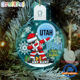 NHL Utah Hockey Club Personalized Santa Claus Hockey Team Logo Christmas Led Acrylic Ornament
