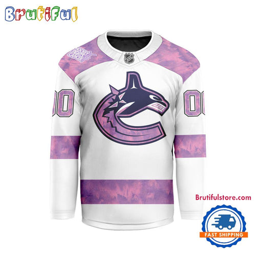 NHL Vancouver Canucks Personalized Hockey Fights Cancer Design Jersey