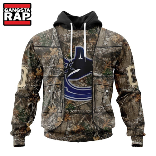 NHL Vancouver Canucks Specialized Unisex Vest Kits With Realtree Camo Hoodie, T Shirt