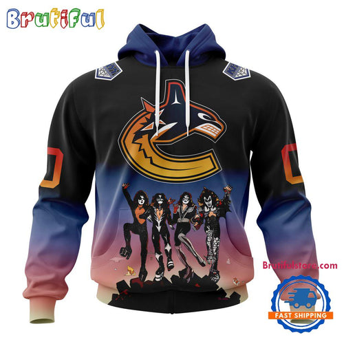 NHL Vancouver Canucks X KISS Band Special Hockey Team Music Design Unisex Hoodie